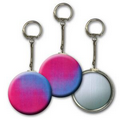 2" Round Metallic Key Chain w/ 3D Lenticular Changing Color Effects - Pink/Purple (Blank)